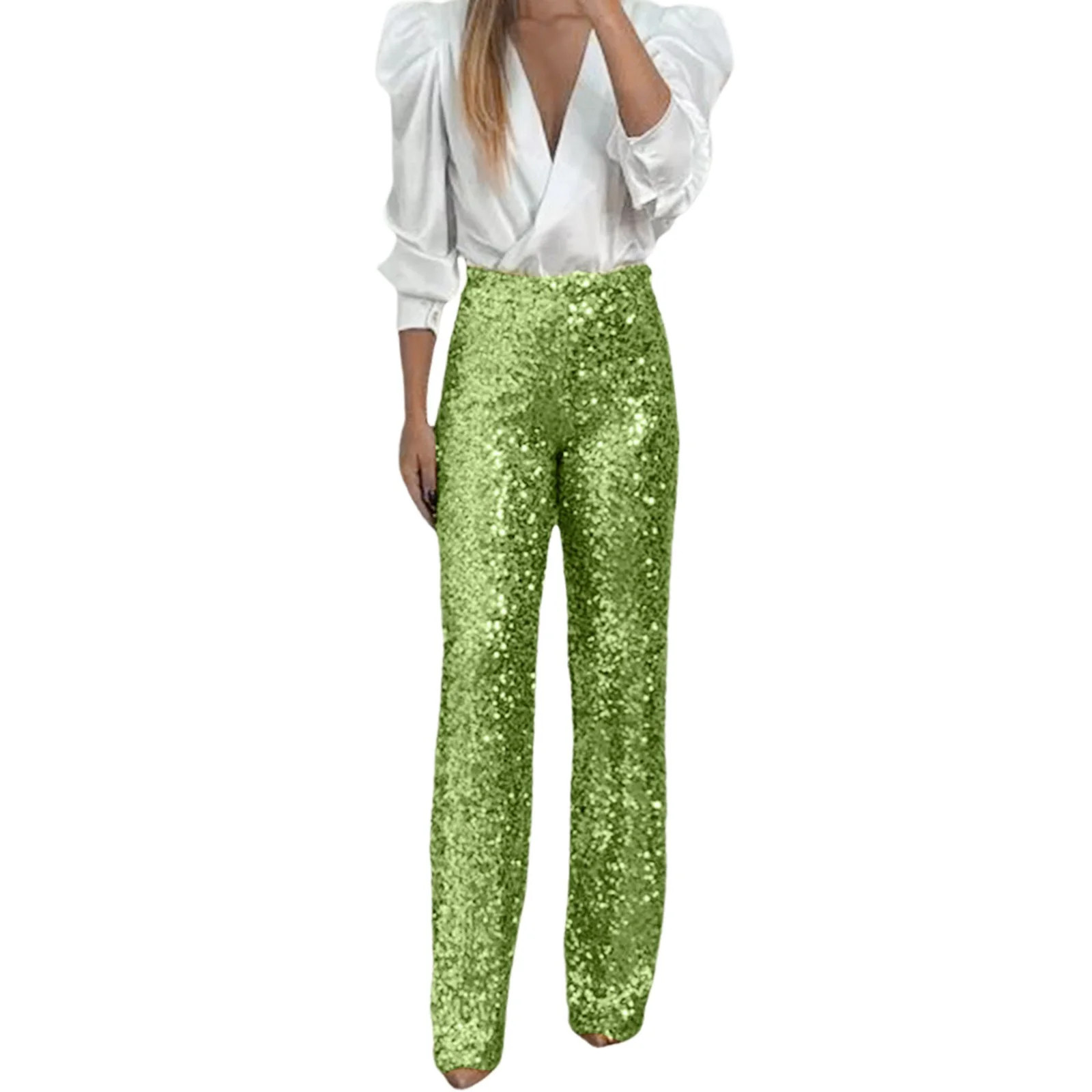 Bibifish Women's Pants Gold Sequin Pants High Waisted Shiny Slim Fit Trendy Party Streetwear Wear... | Walmart (US)