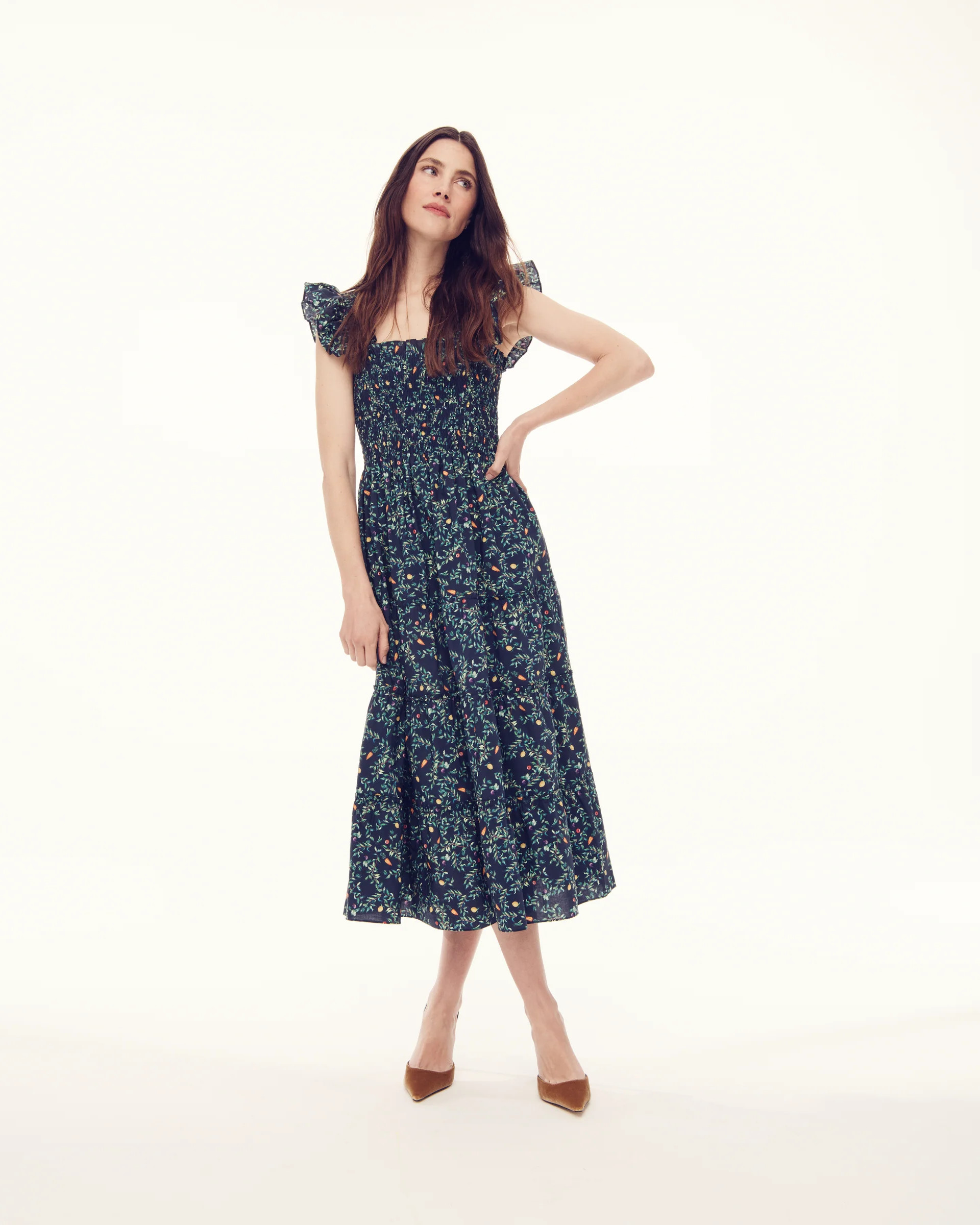 The Ellie Nap Dress - Midnight Garden Poplin | Hill House Home US