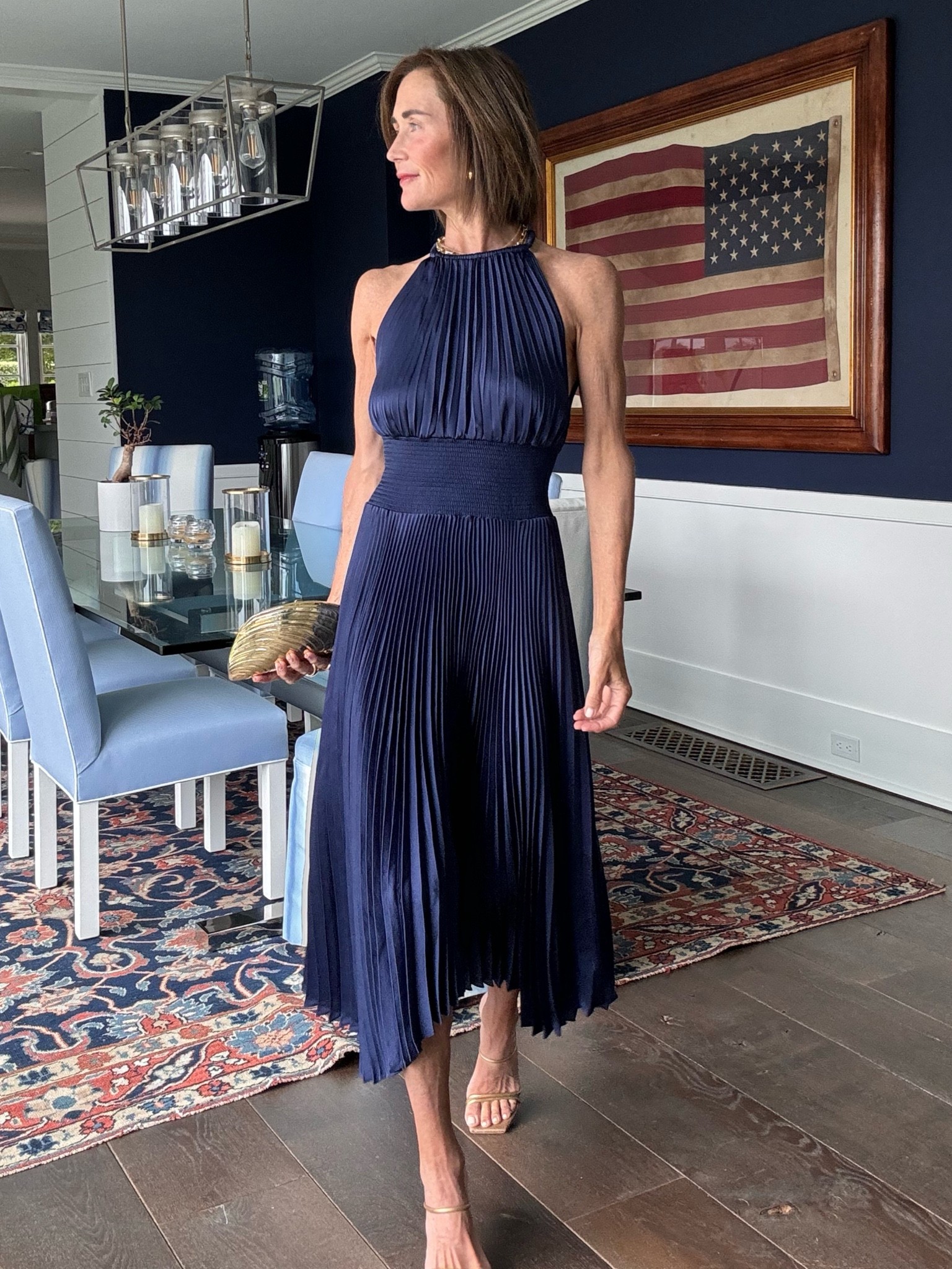 Navy blue….the color with NO quit! Beautiful accordian dress.
Flatters the shouders

#LTKOver40 #LTKxNSale #LTKStyleTip