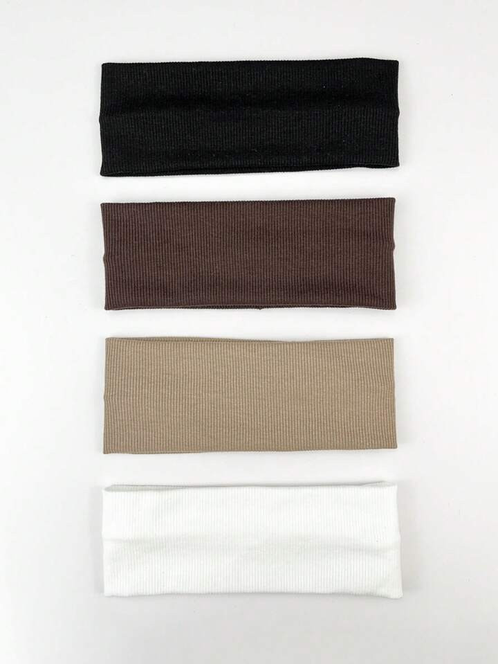 4 Faixas de Cabeça Tricotadas de cor sólida para Exercícios diários Casuais | SHEIN Brasil | SHEIN