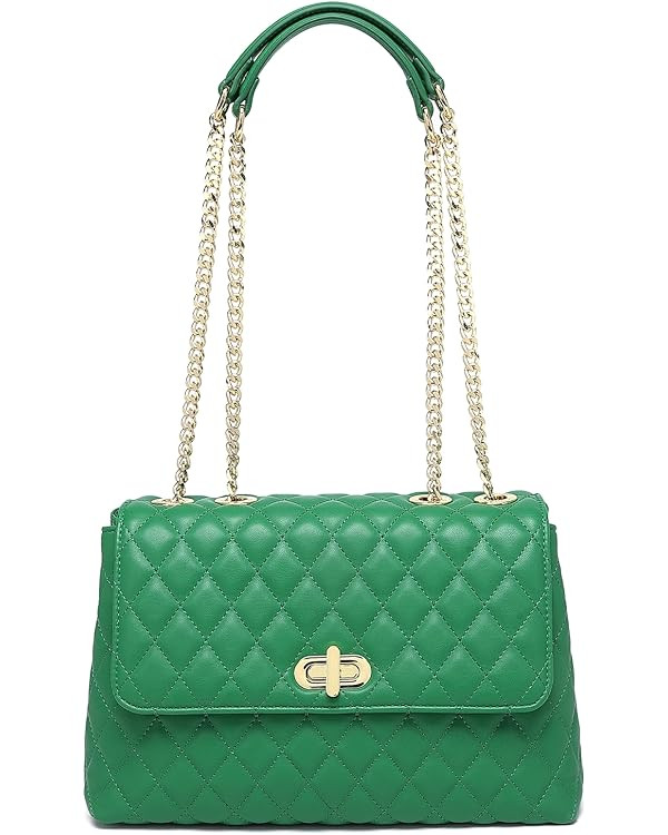 ER.Roulour Quilted Crossbody Bags for Women, Trendy Roomy Shoulder Handbags with Flap Gold Hardwa... | Amazon (US)