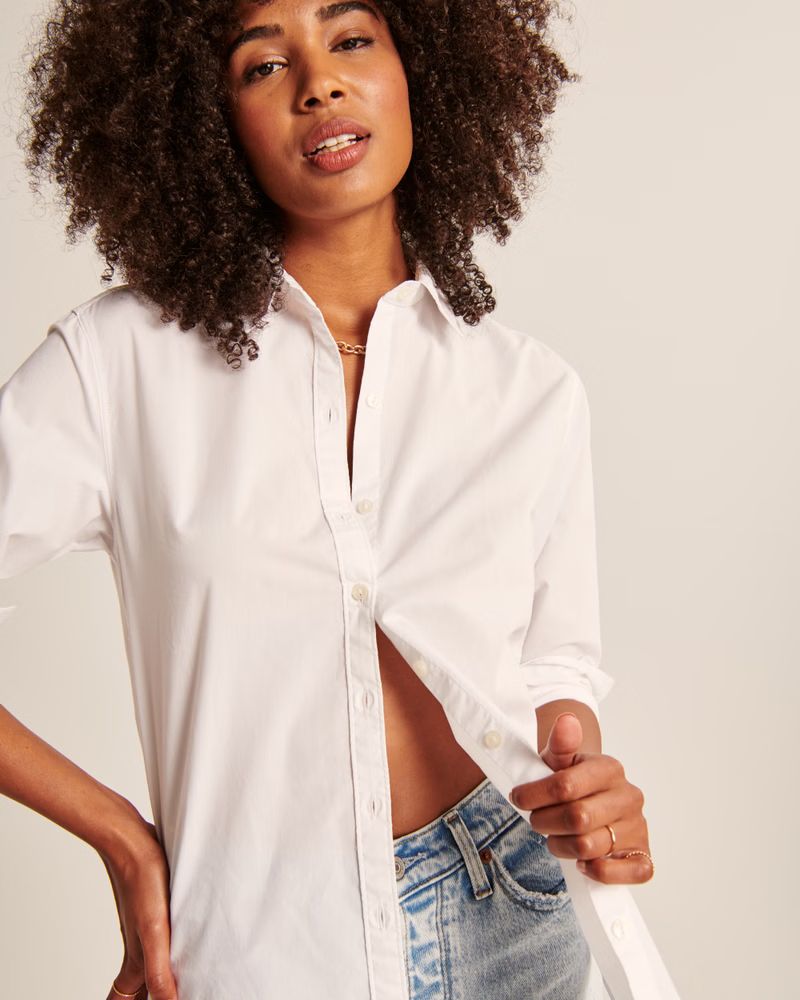 90s Oversized Button-Up Shirt | Abercrombie & Fitch (US)