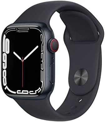Apple Watch Series 7 (GPS + Cellular, 41mm) Midnight Aluminum Case with Midnight Sport Band, Regular | Amazon (US)