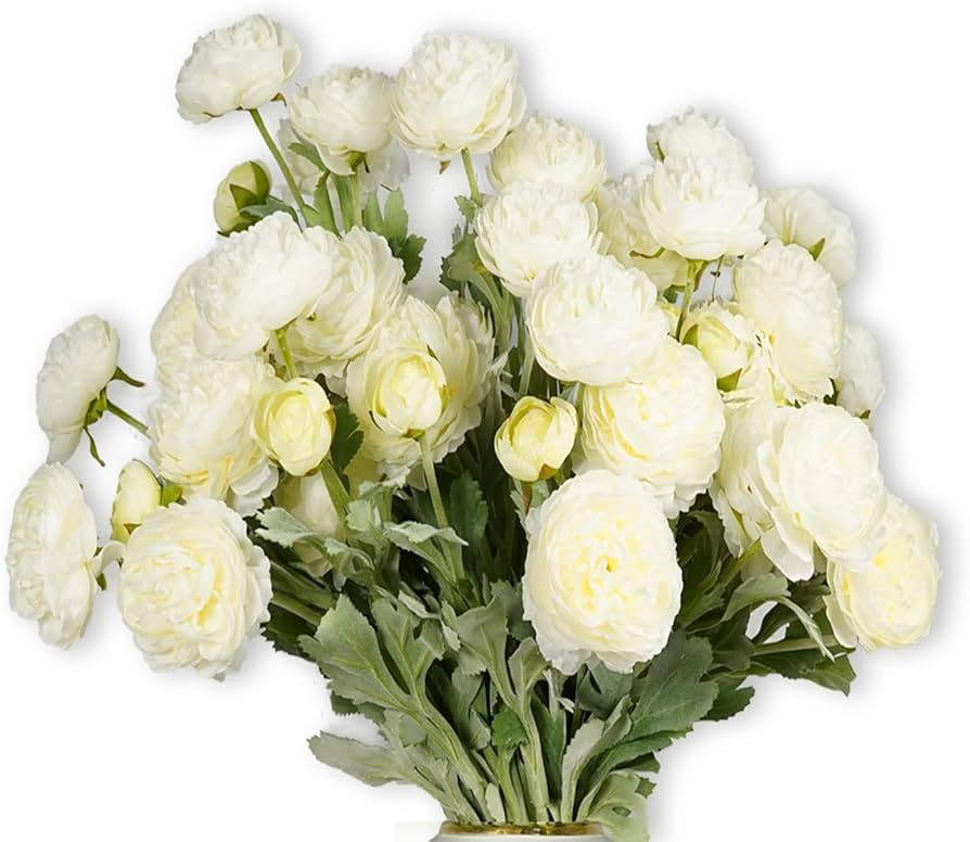 Molilito Artificial Flowers White Peonies 20pcs 60Heads Bouquet Fake Peonies Artificial Ranunculu... | Amazon (US)