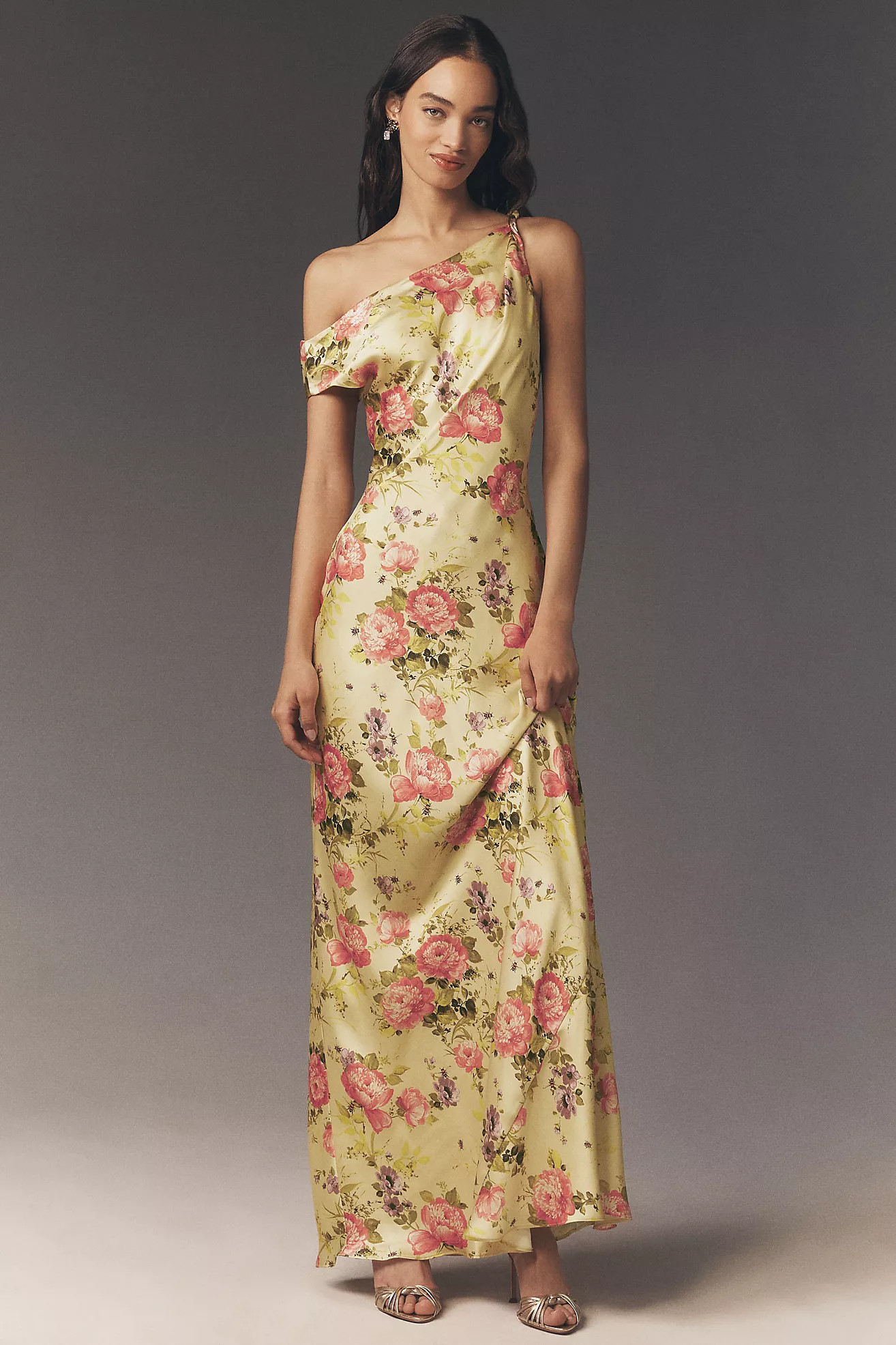 BHLDN Sienna Off-The-Shoulder High-Shine Satin Maxi Dress | Anthropologie (US)