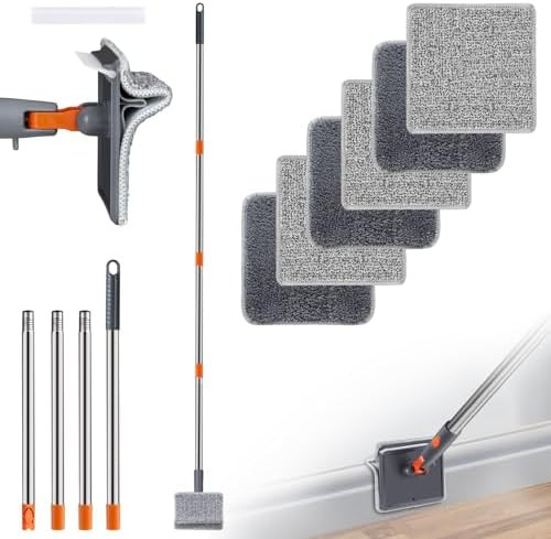 Baseboard Cleaner, PLOEOUAR Convex Duster Cleaning Mop with 63'' Long Handle, 360° Rotatable Adj... | Amazon (US)