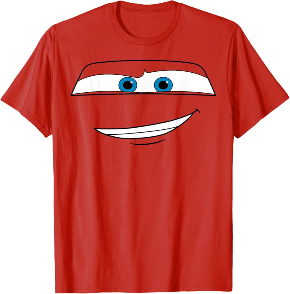 Disney Pixar Cars Lightning McQueen Big Face Short Sleeve T-Shirt | Amazon (US)