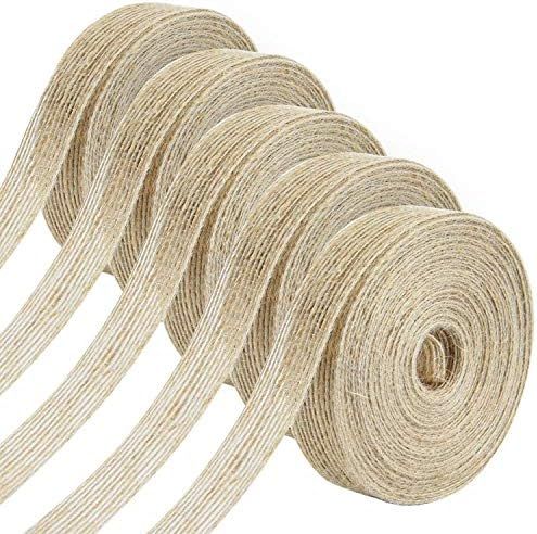 Livder 5 Rolls Natural Jute Burlap Fabric Ribbon for Wedding Events Party and Home Decor, 11 Yard... | Amazon (US)