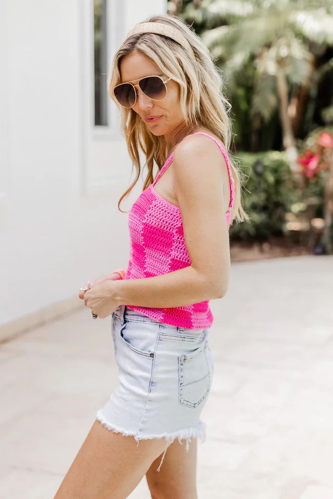 Paint The Sky Pink Checkered Sweater Tank | Pink Lily