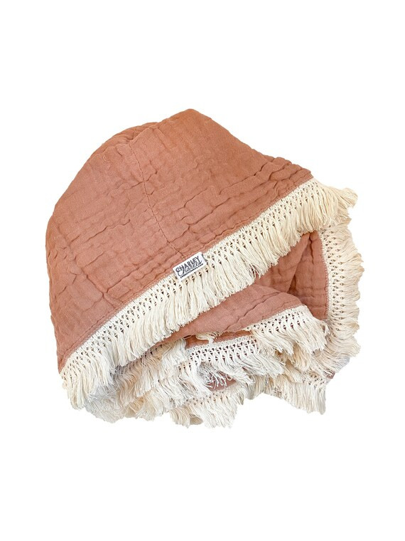 Terra Cotta Rose Fringe Heirloom Blanket / Terra Cotta Rose Blanket / Crib 45X56 / Bohemian Baby ... | Etsy (US)