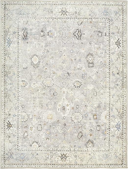 Becki Owens x Surya Davina Damask Area Rug , 7'10" x 10', Light Grey | Amazon (US)