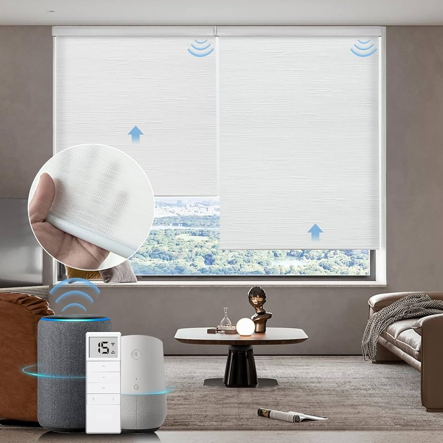 Graywind Motorized Light Filtering Shades Compatible with Alexa Google Rechargeable Remote Contro... | Amazon (US)
