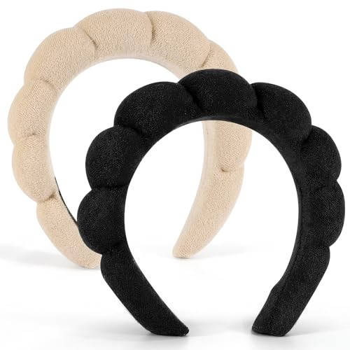 Chanaco Spa Headband - Sponge Hair Band for Washing Face Makeup, Skincare & Face Wash - Black, Khaki - Trendy Gift for Teen Girls & Women | Amazon (US)