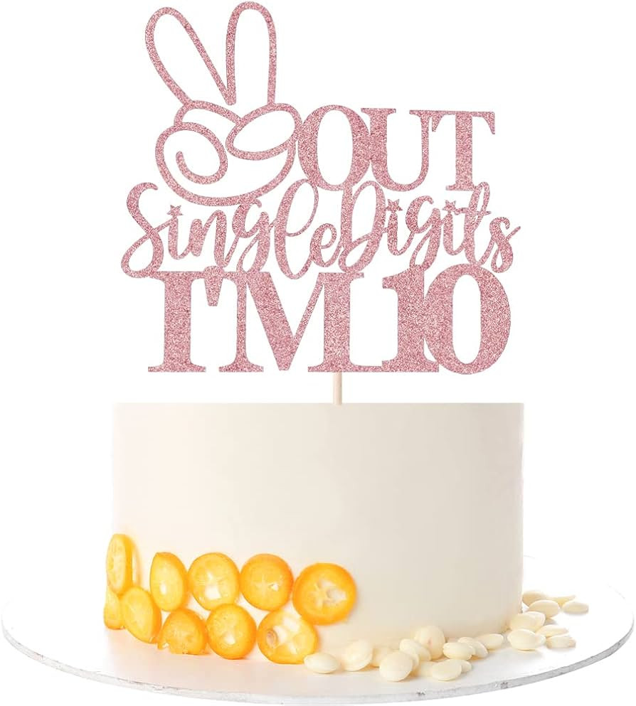 Kaoenla Out Single Digits I'm 10 Cake Topper - Rose Gold Glitter double digit 10, boys and girls ... | Amazon (US)