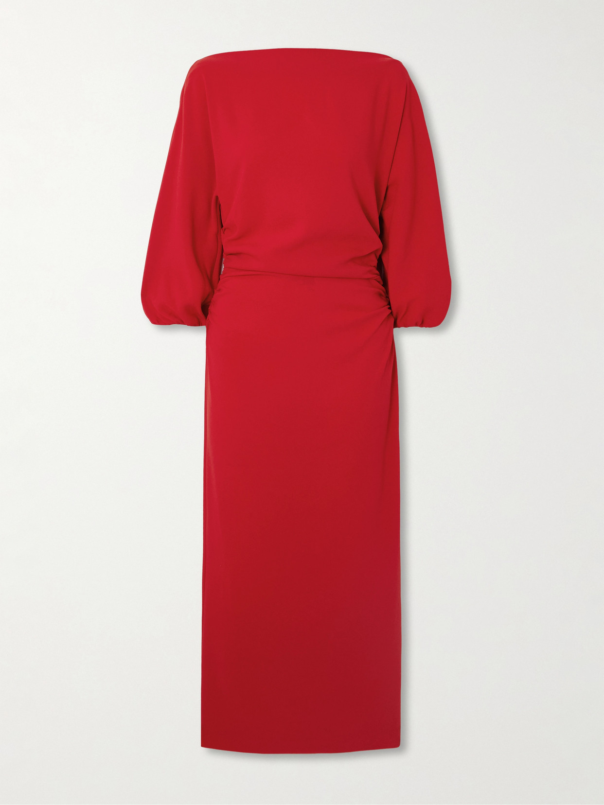 BERNADETTE - Ezra Ruched Crepe Midi Dress - Red | NET-A-PORTER (US)