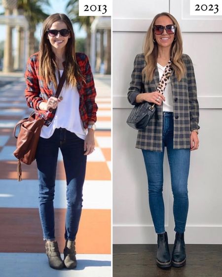 Updated fall style with plaid blazer 

#LTKstyletip #LTKSeasonal