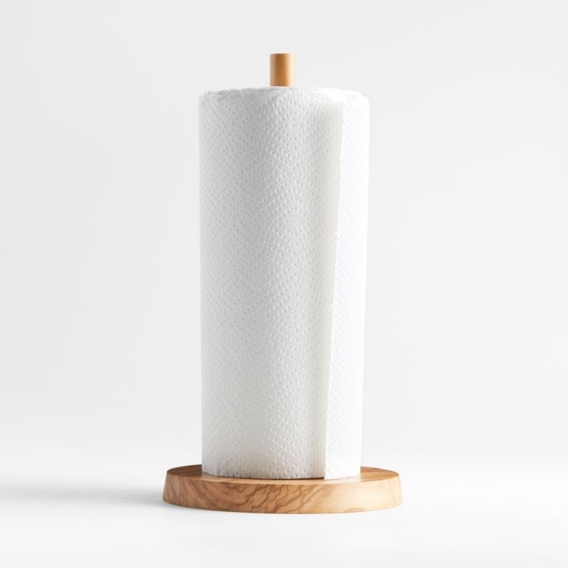 Olivewood and Matte White Paper Towel Holder + Reviews | Crate & Barrel | Crate & Barrel