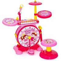 COSTWAY 3-in-1 Kids Drum Set, Electronic Drum Kit with 8 Keys Keyboard, Microphone, Drumsticks, MP3, | ManoMano UK