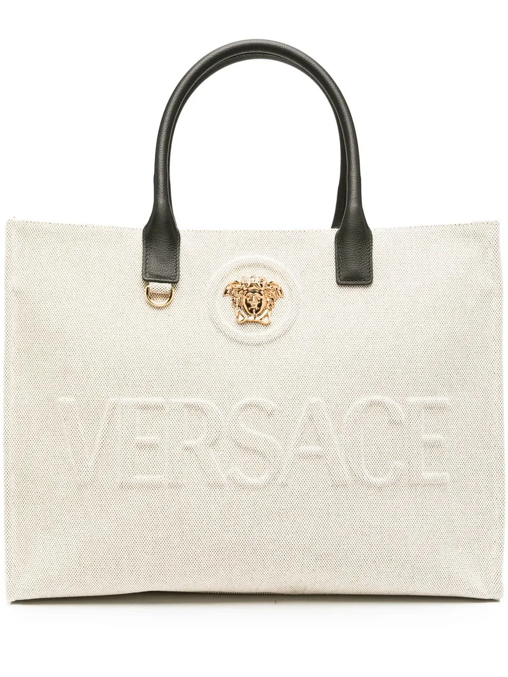 Versace Large La Medusa Canvas Tote Bag | Neutrals | FARFETCH | Farfetch Global