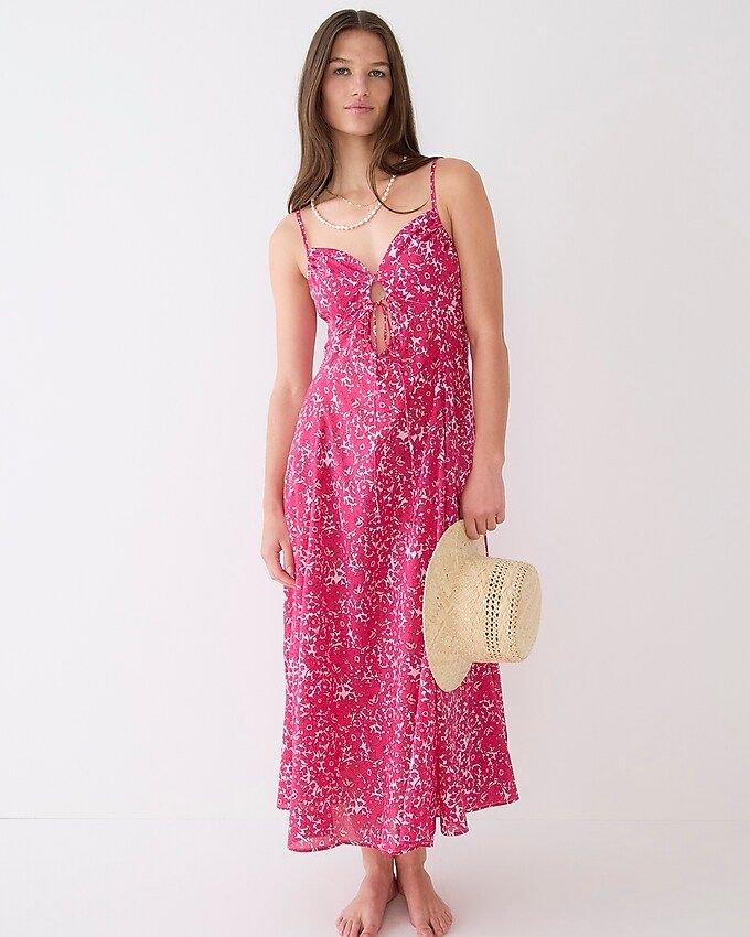 Cotton voile keyhole cover-up maxi dress in blushing meadow | J. Crew US