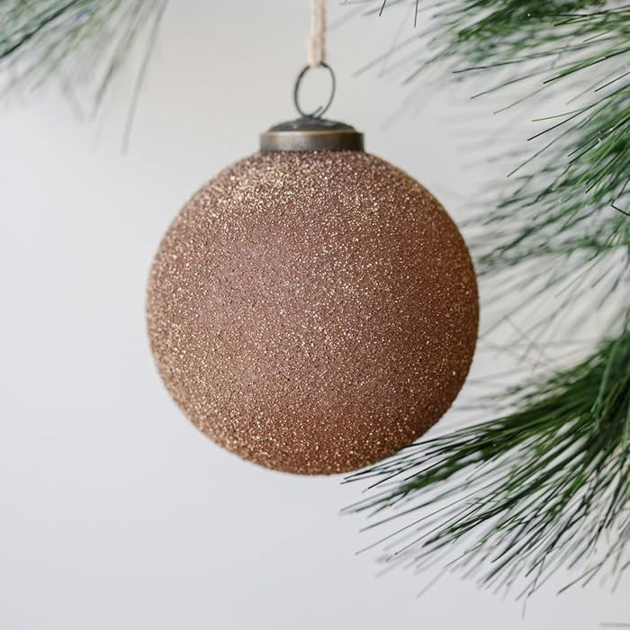 CG Hunter Holiday Collection Vintage Rose Textured Set-of-4 5-in Christmas Tree Ornaments, Premiu... | Amazon (US)