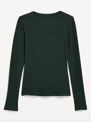 Plush Long-Sleeve Rib-Knit Slim-Fit T-Shirt for Women | Old Navy (US)