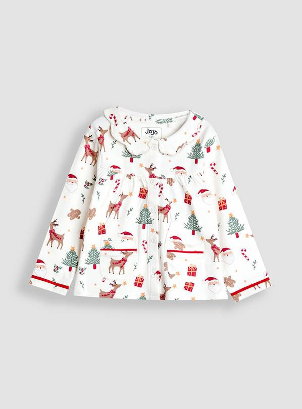 JOJO MAMAN BÉBÉ Christmas Print Jersey Pretty Collar Pyjamas 5-6 Years | Tu Clothing