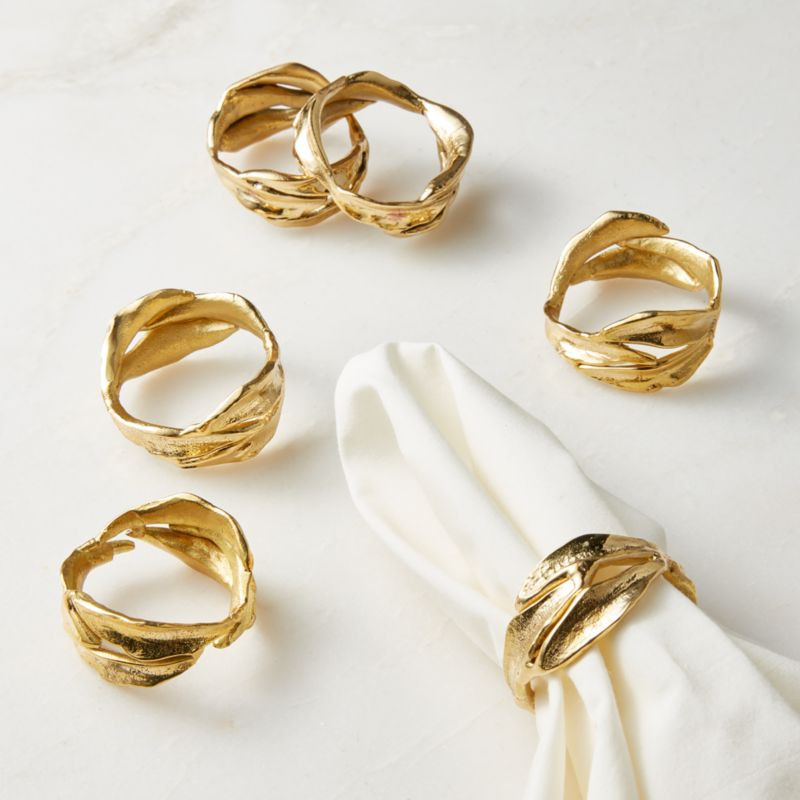Glora Gold Napkin Rings, Set of 6 | CB2 | CB2