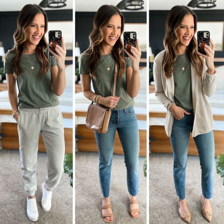 Spring Capsule Wardrobe 

Tee (small) 
Joggers (small tall) 
Jeans (2 long) 
Cardigan (small) 
All shoes are tts 

Code CLOTHEDINGRACEBLOG for 20% off my bag 

#LTKunder50 #LTKFind #LTKstyletip