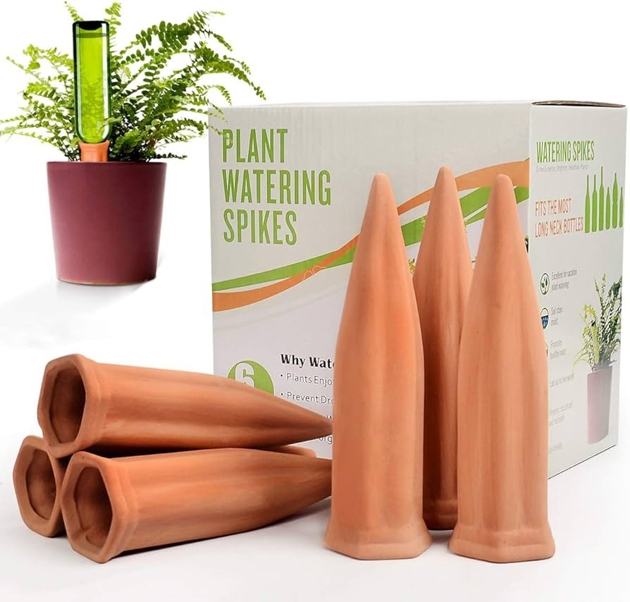 B SEPOR Ceramic Plant Waterer Set of 6 Pack Terracotta Self Watering Spikes,Wine Bottle Plant Wat... | Amazon (US)