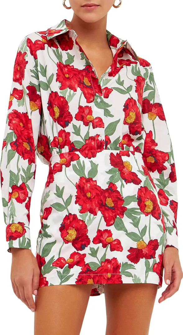 Endless Rose Floral Cotton Button-Up Shirt | Nordstrom | Nordstrom