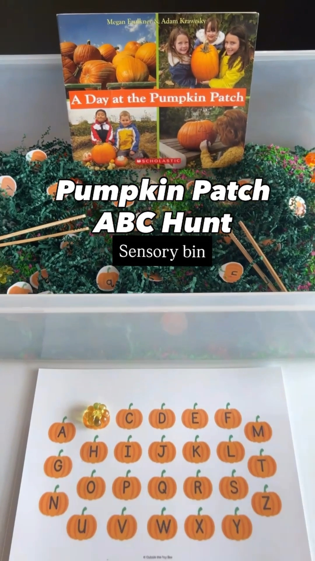 I helped set up a sensory play date for my son’s Pre-K family engagement event, all about literacy through play. Each bin connected to a favorite book and letter activity, and it completely reawakened my preschool teacher heart. This pumpkin patch letter hunt was a success!

#LTKKids #LTKHalloween #LTKSeasonal