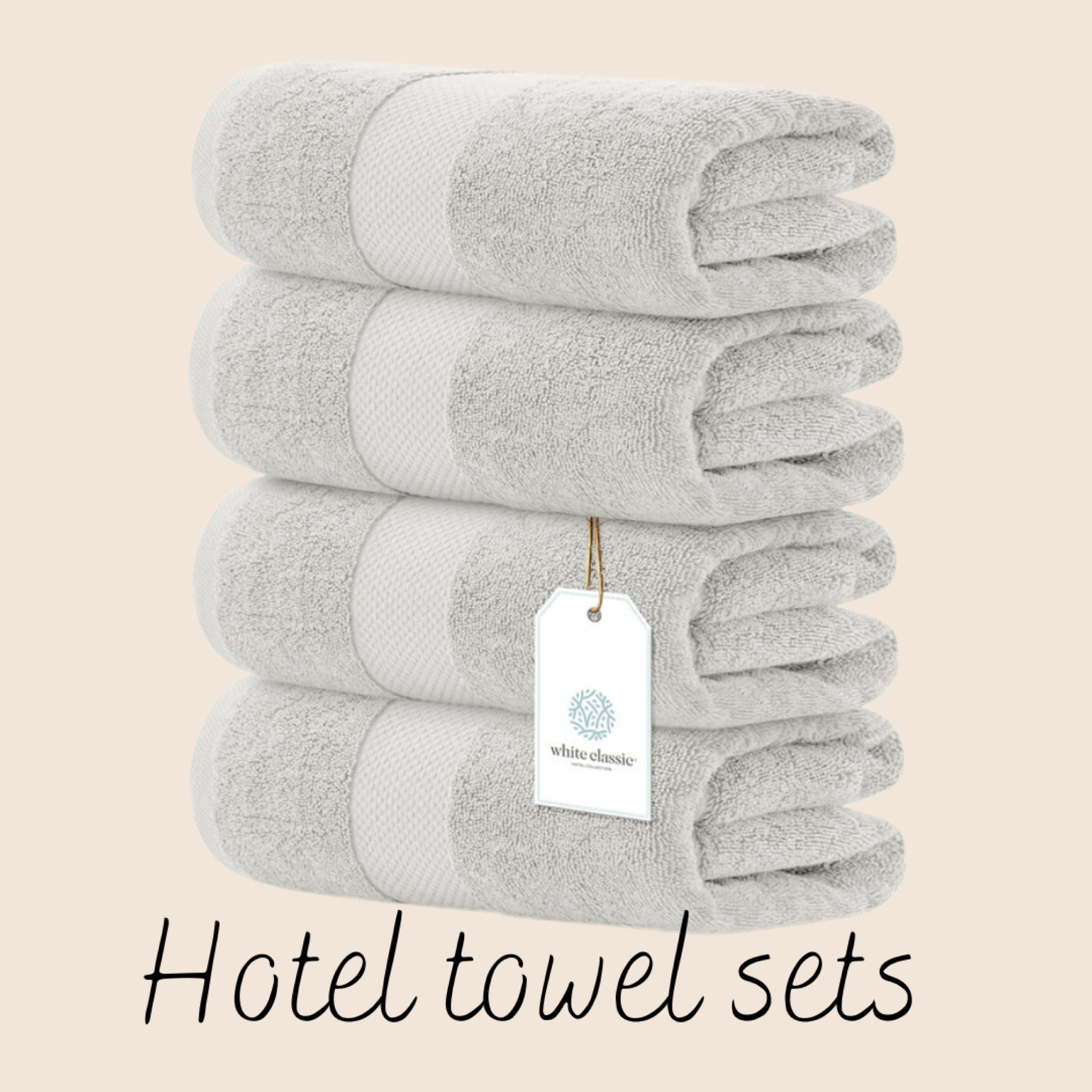 UpThrone Luxury Turkish Cotton White Bath Towels Set of 6