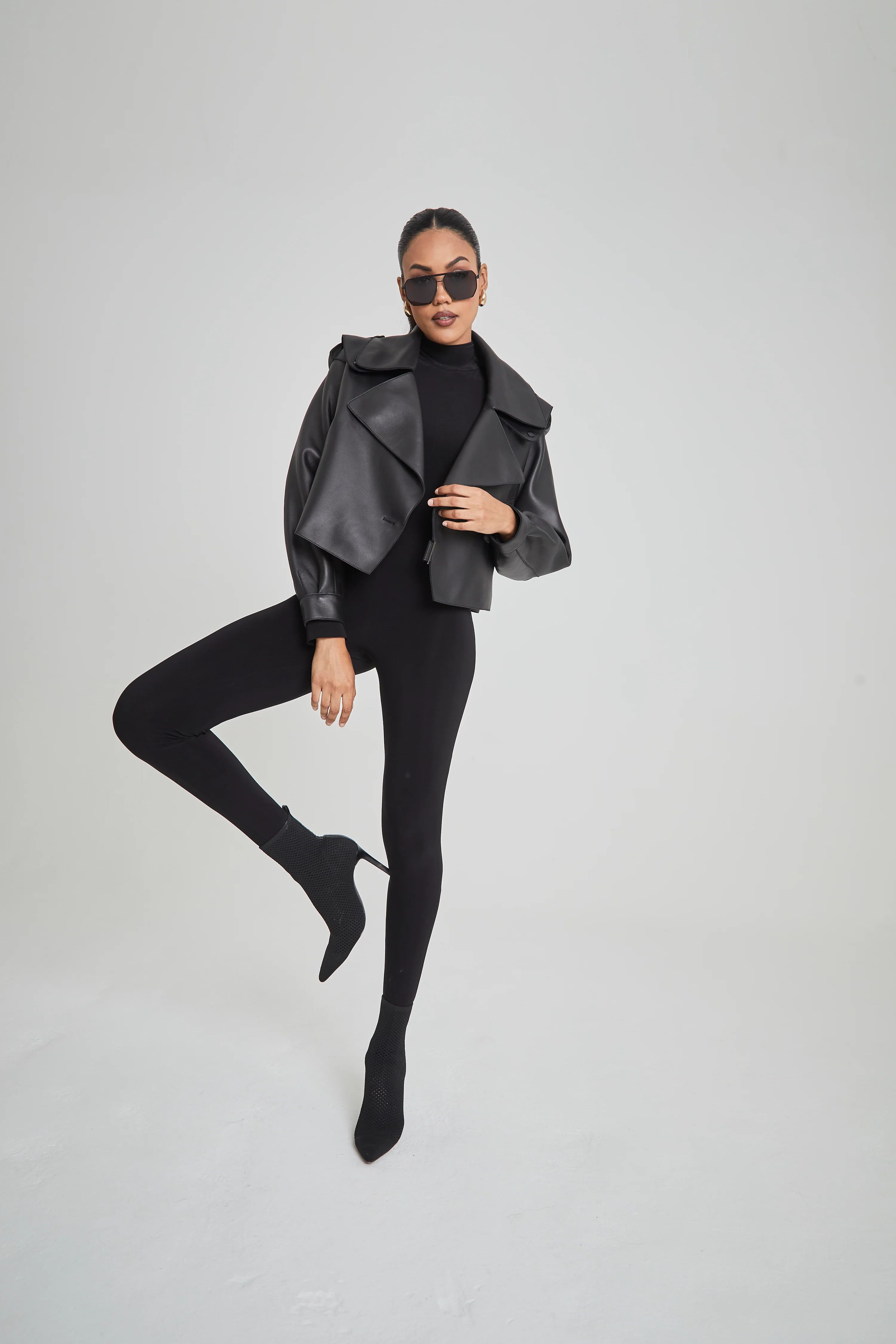 Contemporary Black Oversized Leather Jacket | Jane and Tash Bespoke