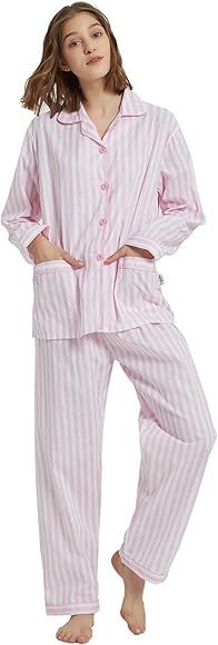 GLOBAL Womens Pajamas Set 100% Cotton Womens PJs Drawstring Sleepwear for Women… | Amazon (US)