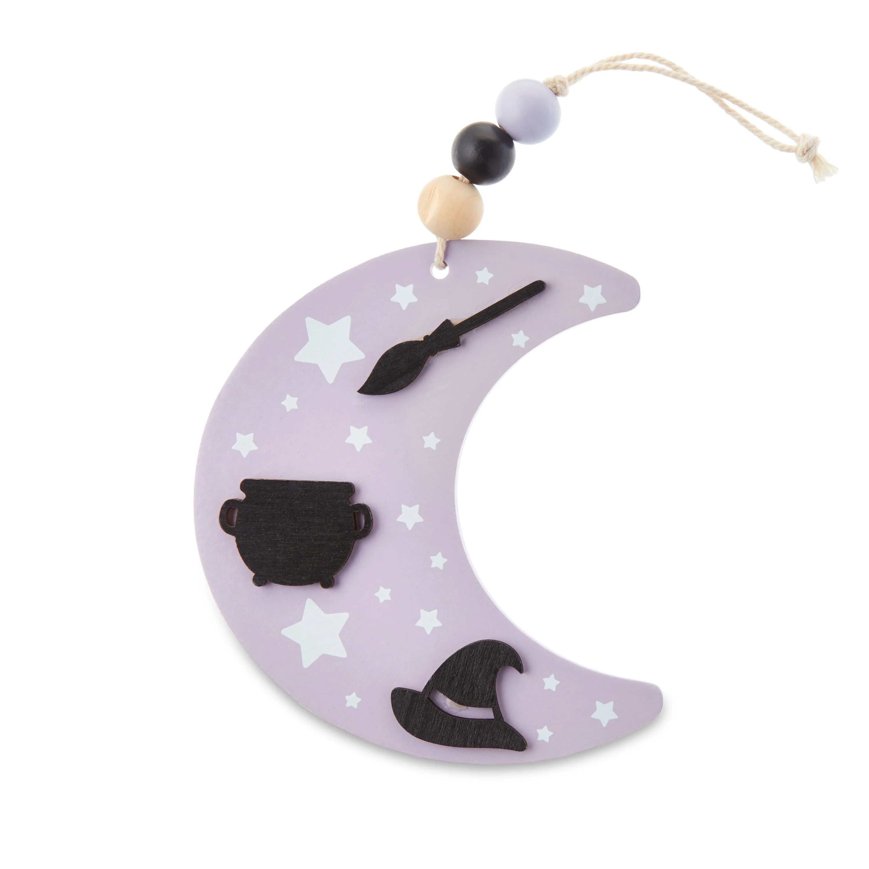 Way To Celebrate Halloween Wooden Beaded Purple Moon Hanging Decoration, 3.94" x 4.3" - Walmart.c... | Walmart (US)