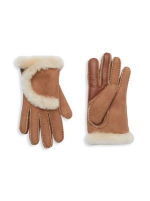 UGG Shearling Lined, Suede &amp; Leather Gloves on SALE | Saks OFF 5TH | Saks Fifth Avenue OFF 5TH