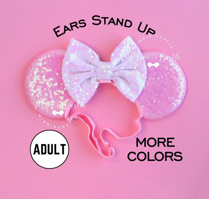 Minnie Ears, Candy Pink Mickey Ears, Women Adult Mouse Ears, Mickey Ears, Mouse Ears Elastic Head... | Etsy (Global)