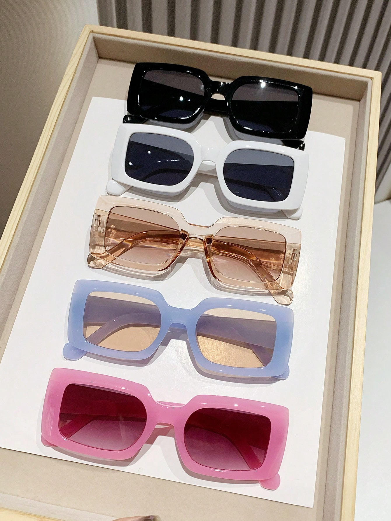 5pcs Vintage Square Thick Frame Plastic Sunglasses, Fashion Classic Sun Shades Accessory For Outd... | SHEIN