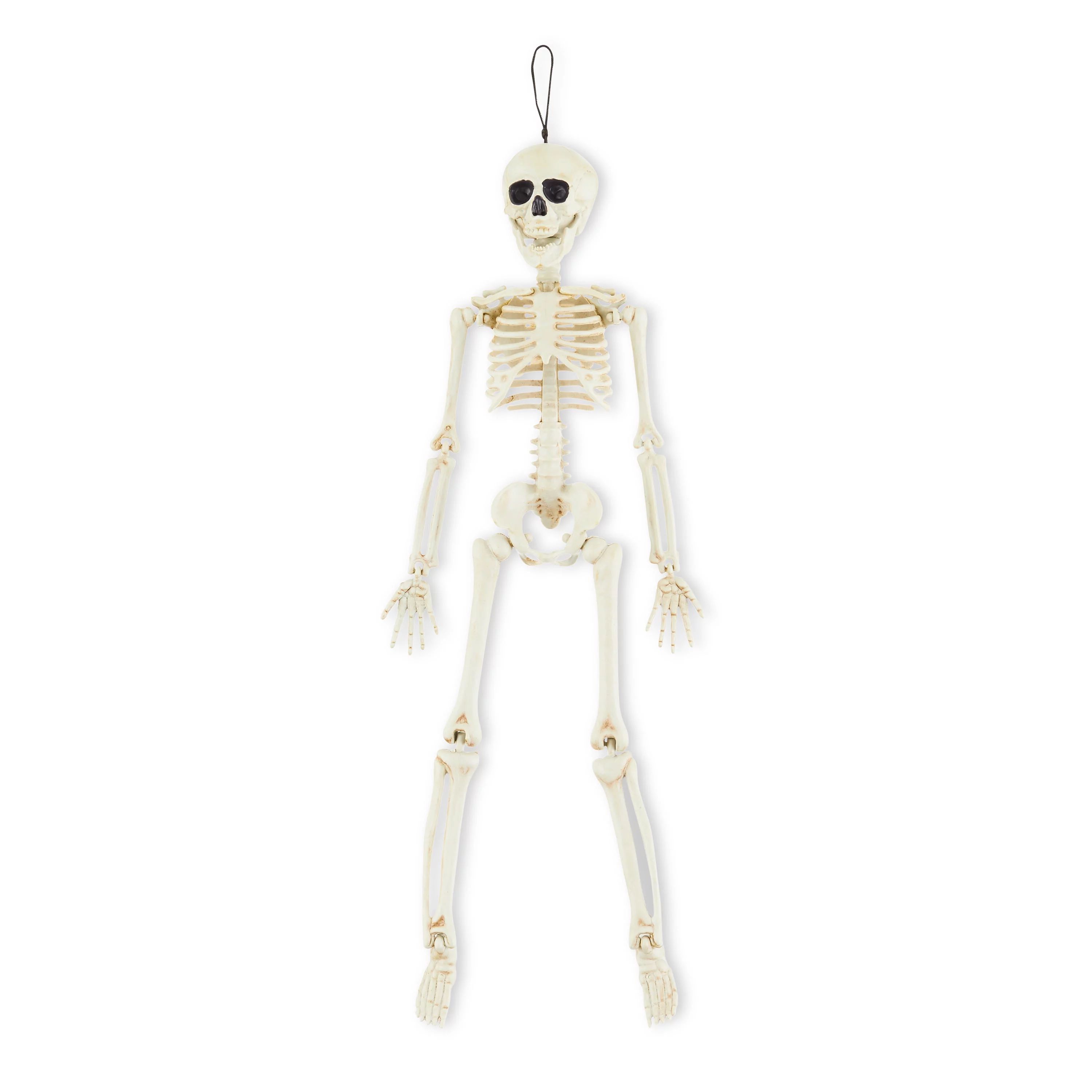 Halloween Posable Hanging Skeleton Decoration, Plastic, White, 16", by Way To Celebrate | Walmart (US)