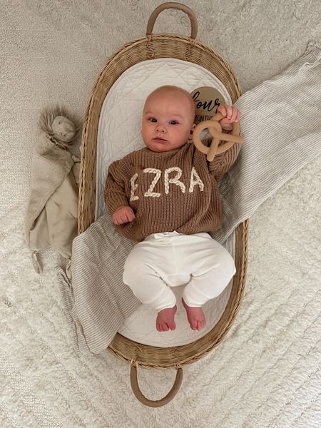 baby boy milestone photos 🖤 his custom knit sweater makes a great baby gift 

#LTKfamily