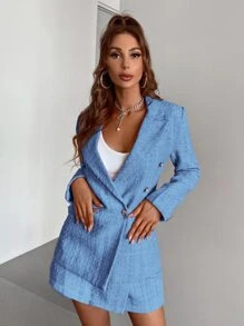 Double Button Tweed Blazer SKU: sw2106237297780530(1000+ Reviews)Trending - Plazacore$35.49$33.72... | SHEIN