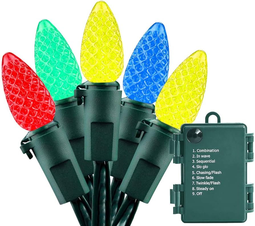 Battery Operated Christmas Lights - 18ft 50 LED C3 String Lights Xmas Lights Battery Powered Twin... | Amazon (US)