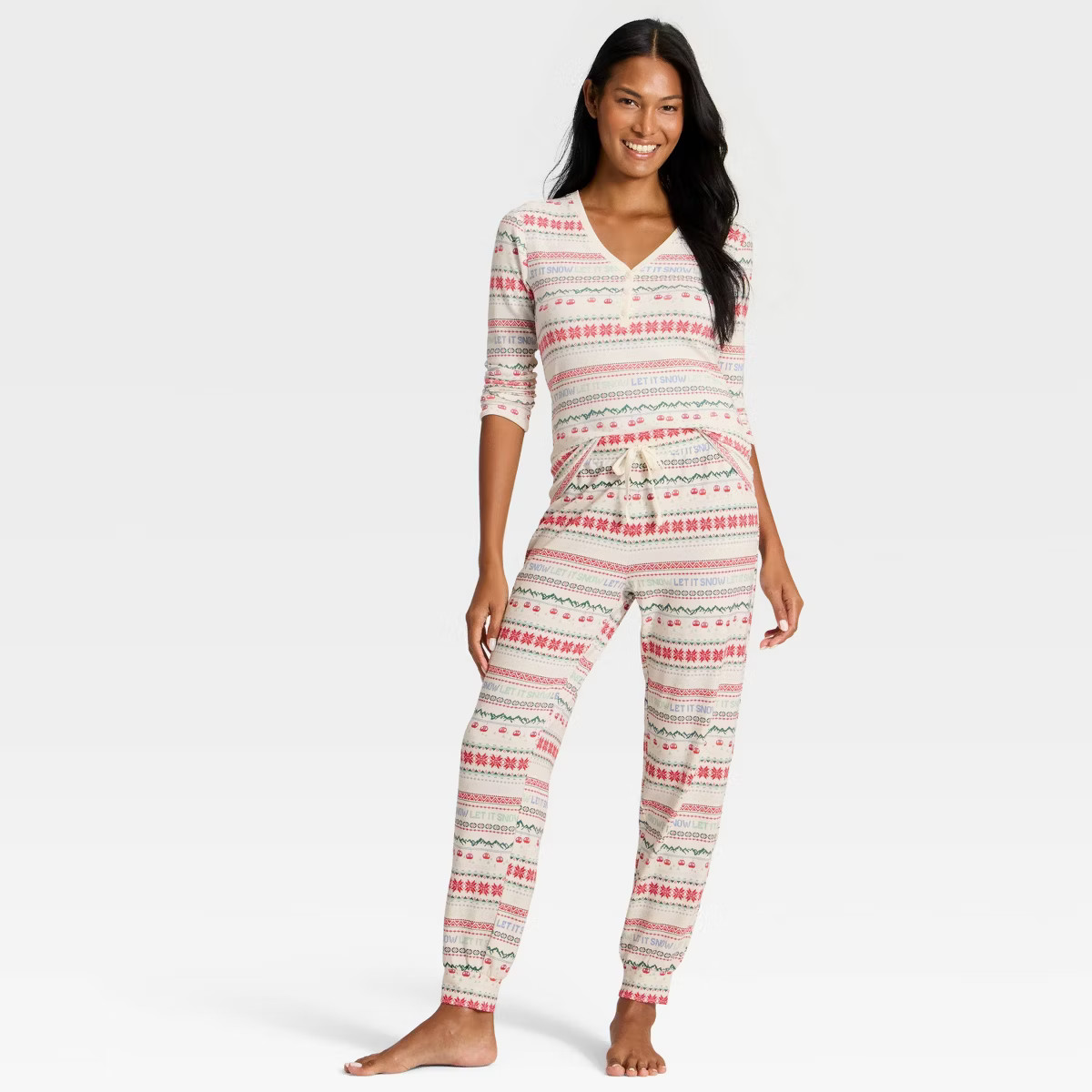 Women's "Let it Snow" Fair Isle Cozy Knit Holiday Matching Family Pajama Pants - Wondershop™ Cr... | Target