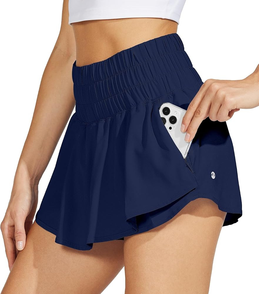 Willit Women's Running Skirt Shorts with Zip Pocket Flowy Athletic Workout Tennis Skorts High Wai... | Amazon (US)