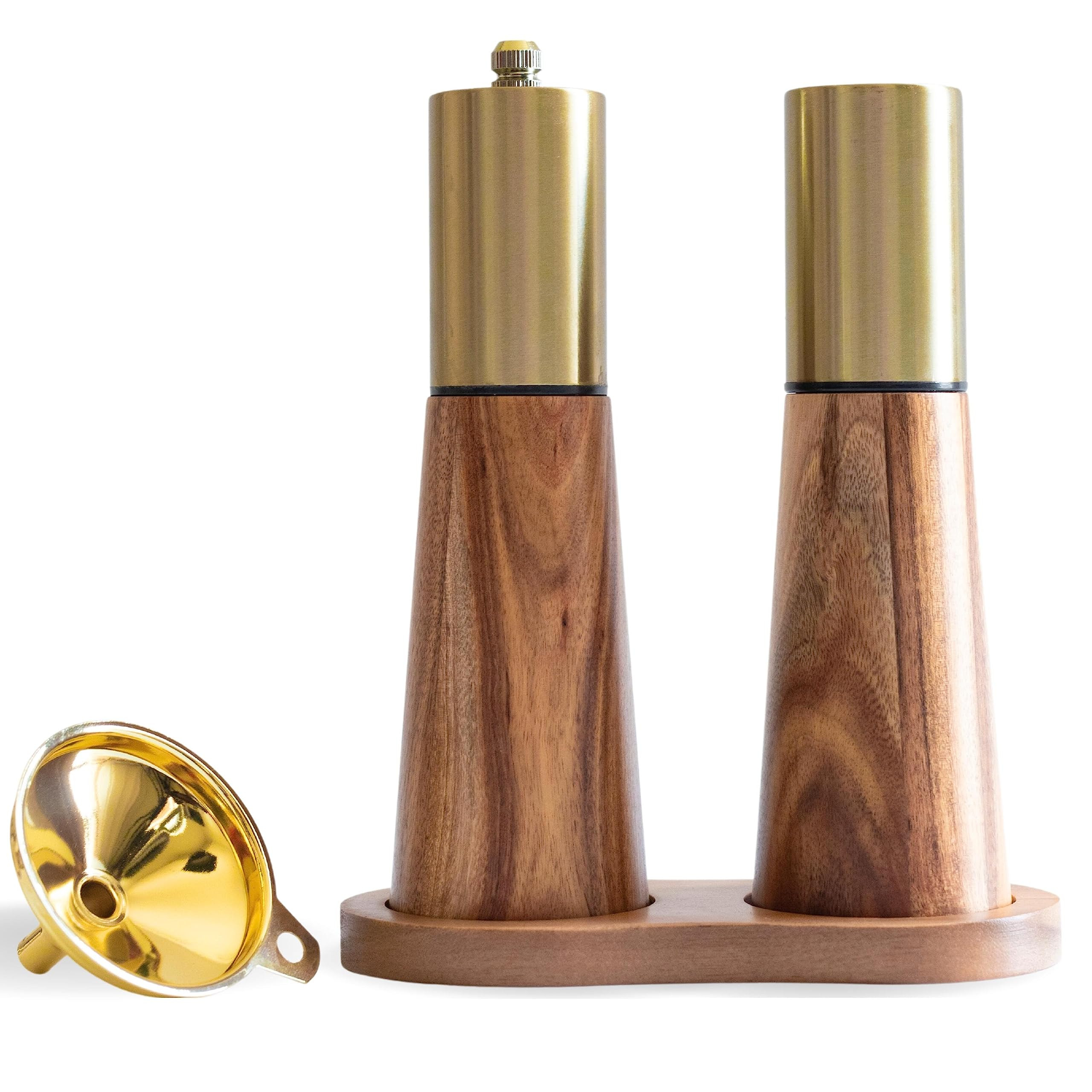 Gold Salt Shaker and Pepper Grinder Set,Stainless Steel Manual Salt Shaker and Pepper Mill,Adjust... | Amazon (US)