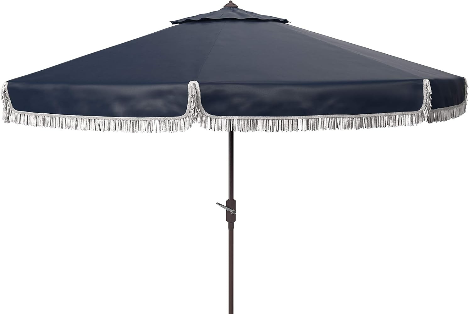 SAFAVIEH Outdoor Milan Fringe 11-Foot Round Crank UV Protected Umbrella | Amazon (US)
