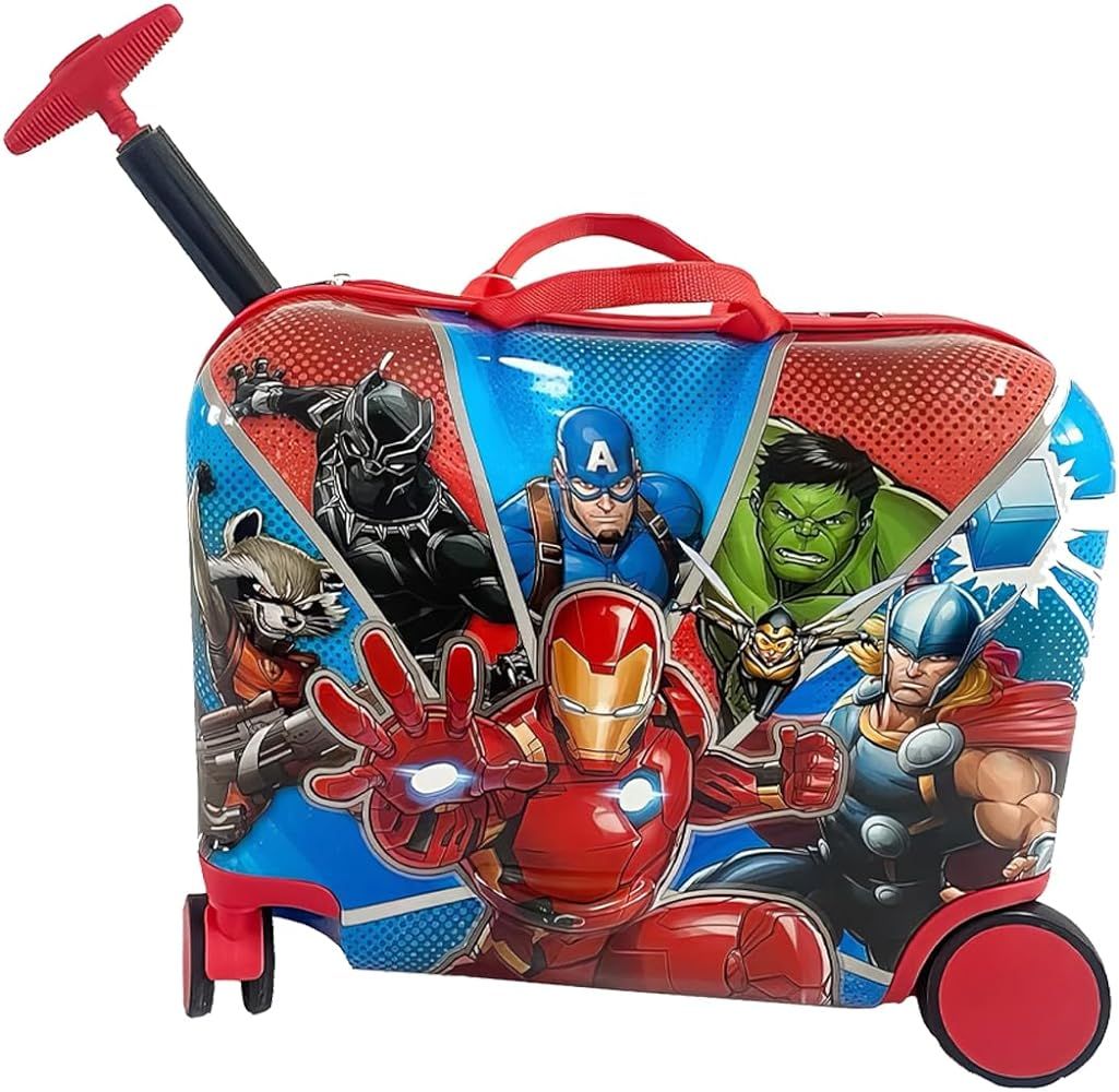 Fast Forward Marvel Heroes Ride on Suitcase for Kids, 18'' Suitcase with Seat for Kids, Cute Ligh... | Amazon (US)