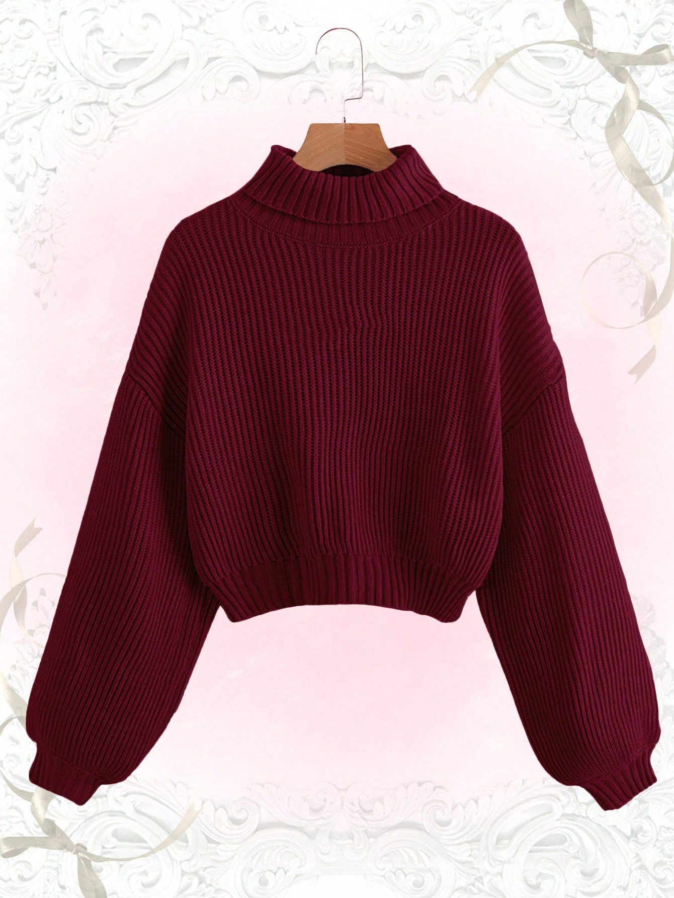 ROMWE Kawaii Turtleneck Long Sleeve Sweater, School | SHEIN