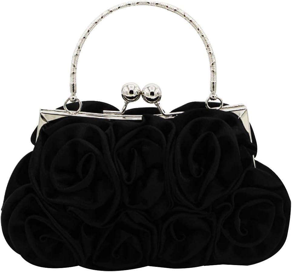 Buddy Women Rose Shaped Clutch Soft Satin Wristlet Handbag Wedding Party Purse | Amazon (US)